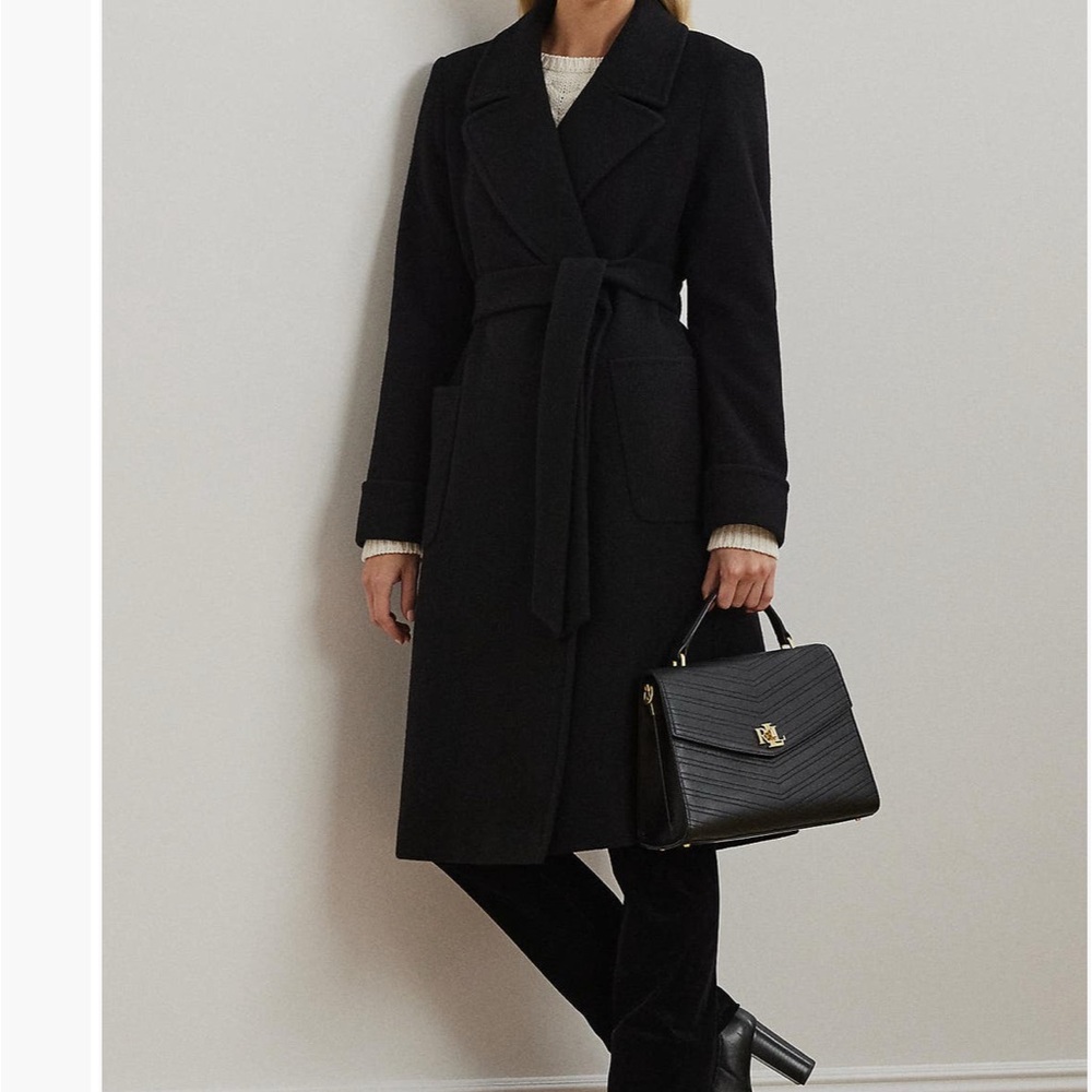 Ralph Lauren Elegant Black Belted Coat - Size 14